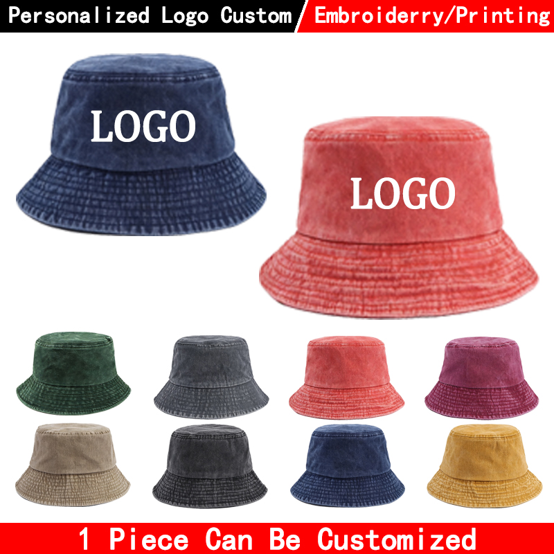 Baseball Cap Fitted - Custom logo Denim Bucket Hat Fashion
