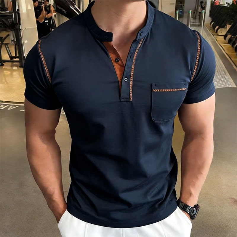 Street Fashion China - New Summer Men's Henry Collar Short