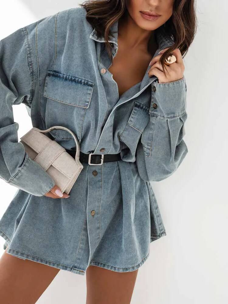 Women Denim Oversized Shirt Ja - Street Fashion Taiwan recension och pris