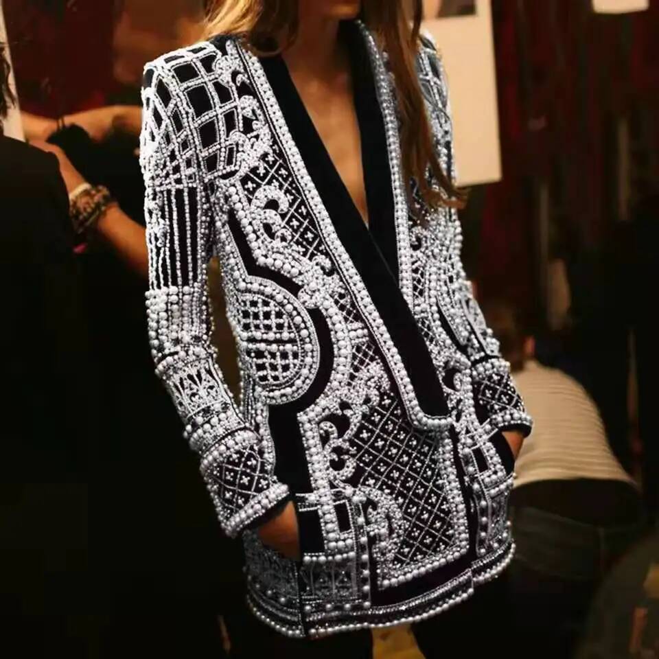 Fashion Beading V Neck Blazers - Street Fashion Taiwan recension och pris