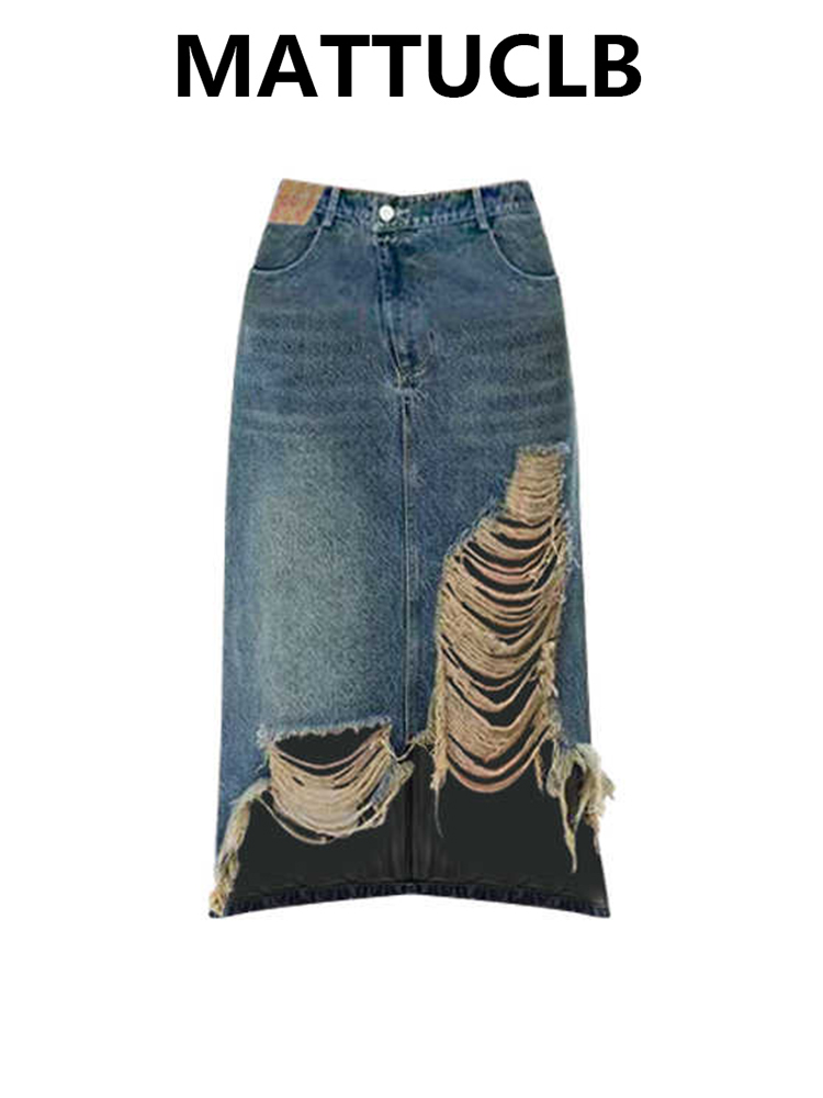 Women 2000s Midi Skirt Ripped  - Street Fashion Kpop recension och pris