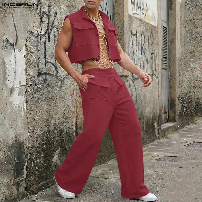 INCERUN Men Sets Solid Sleevel - Street Summer Fashion recension och pris