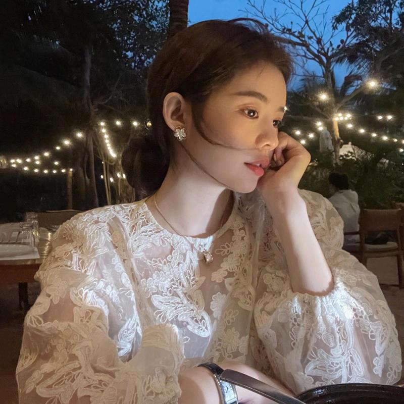 MEXZT Elegant Sheer White Shir - Street Fashion In Korea recension och pris