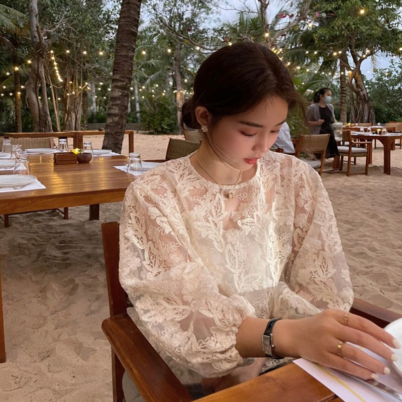 MEXZT Elegant Sheer White Shir - Street Fashion In Korea recension och pris