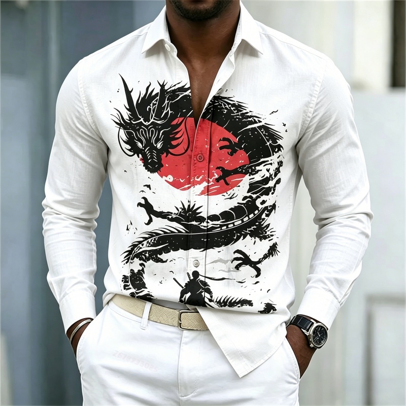 2026 New Men's Shirt White Bla - Street Fashion China recension och pris