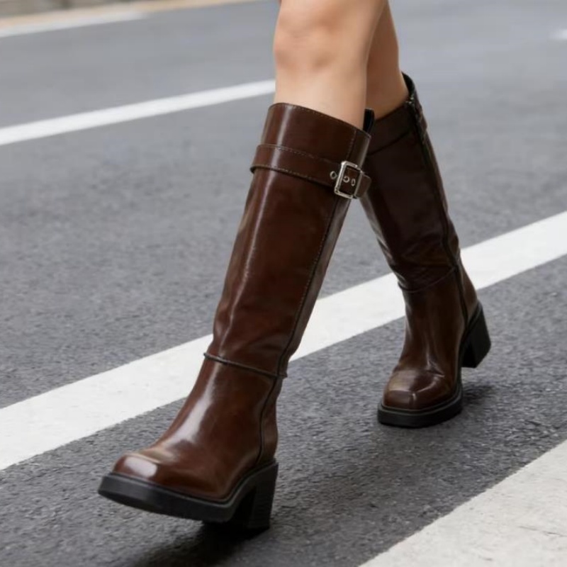 British Style Brown Knee Boots - Street Fashion Designer recension och pris