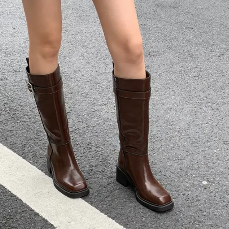 British Style Brown Knee Boots - Street Fashion Designer recension och pris