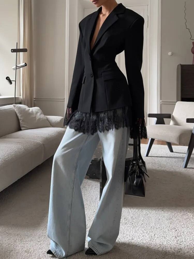 Elegant Lace Blazer Coat Women - Street Fashion Taiwan recension och pris