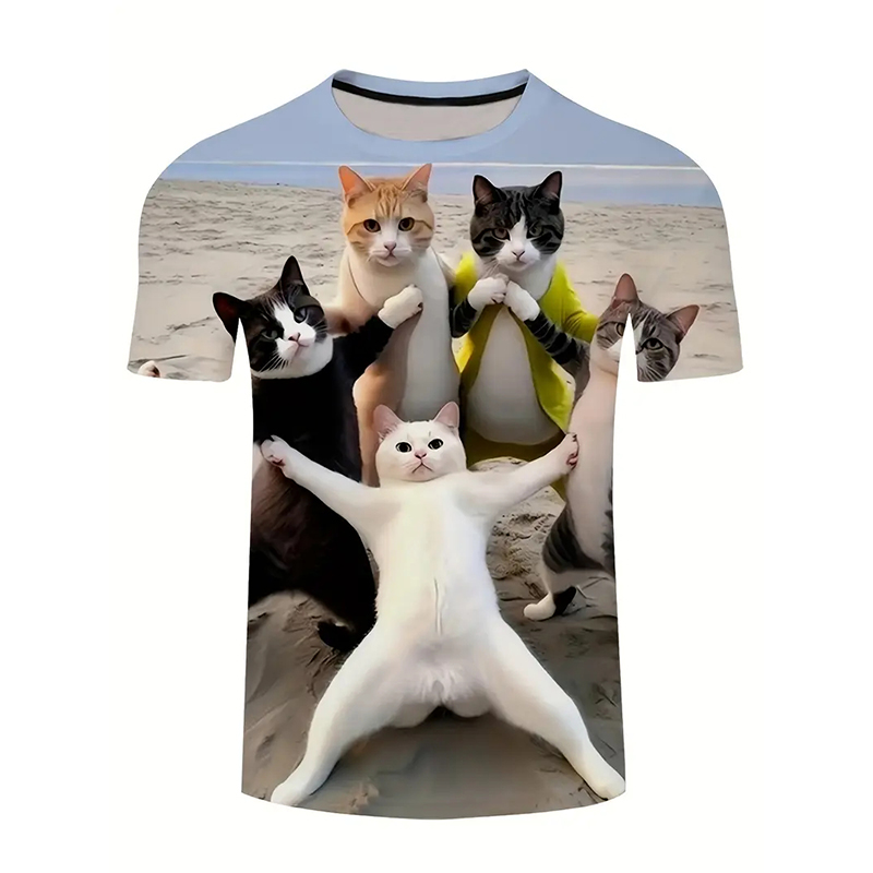 Cat Pattern Funny T-shirt Men' - Street Fashion Of Japan recension och pris