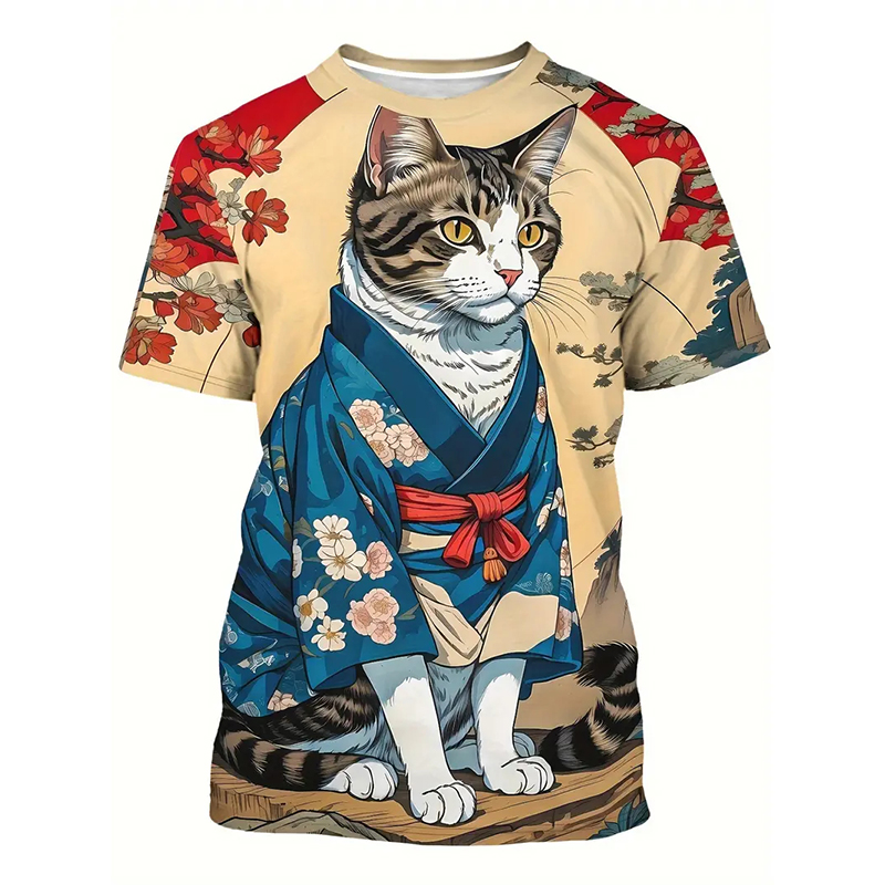 Cat Pattern Funny T-shirt Men' - Street Fashion Of Japan recension och pris
