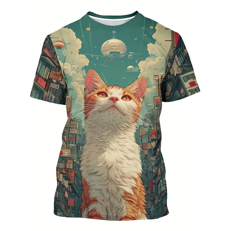 Cat Pattern Funny T-shirt Men' - Street Fashion Of Japan recension och pris