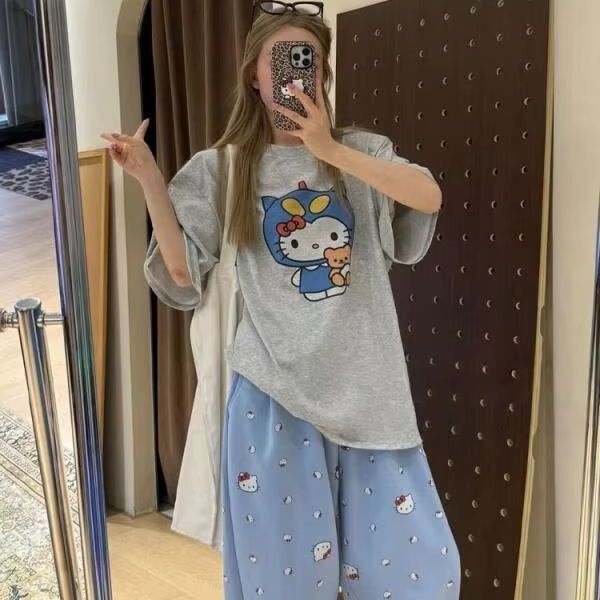 Short Sleeved Hello Kitty Prin - Street Summer Fashion recension och pris
