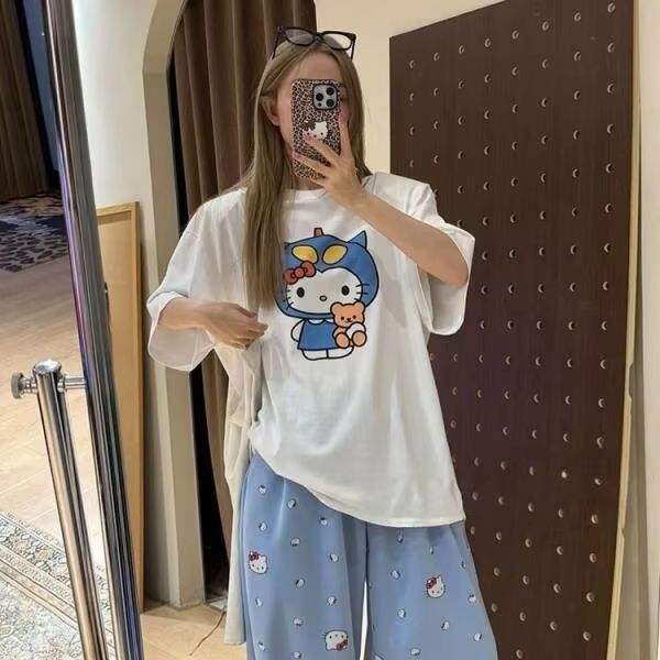 Short Sleeved Hello Kitty Prin - Street Summer Fashion recension och pris