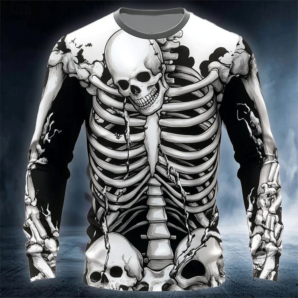 Funny 3D Skull Print Men's T-s - Street Fashion China recension och pris