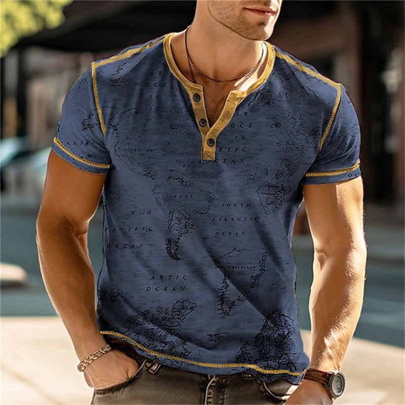 Men's Henry Shirts Funny 3D Pr - Street Summer Fashion recension och pris