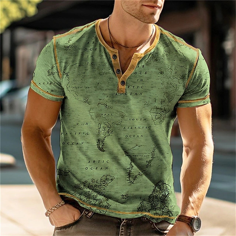 Men's Henry Shirts Funny 3D Pr - Street Summer Fashion recension och pris
