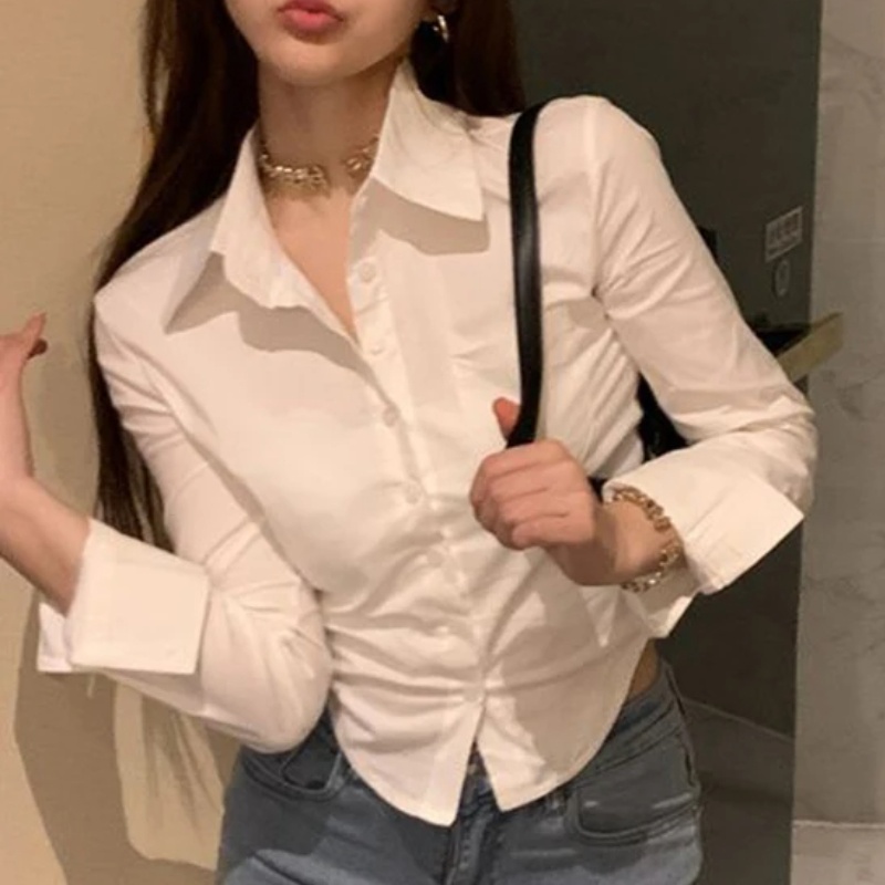 Elegant Women Korean Shirts&Bl - Street Fashion In Korea recension och pris
